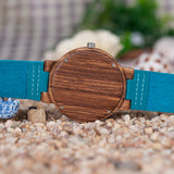 Prepare for compliments sporting this uniquely blue colored leather band w/ Gorgeous Wood Face Trim Shop TomLew Watch Collection Now