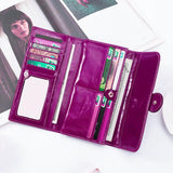 •	Gorgeous gloss leather wallets in five succulent colors  •	3.75” H x 1” W x 7” L •	Durability that lasts for years •	Everyday eye candy… Prepare for compliments!