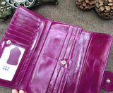 •	Gorgeous gloss leather wallets in five succulent colors  •	3.75” H x 1” W x 7” L •	Durability that lasts for years •	Everyday eye candy… Prepare for compliments!