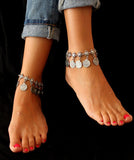 Antique Silver Coin Anklet