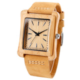 Prepare for compliments with this simple clean caramel colored leather band bamboo watch.  Shop Now