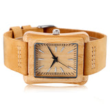 Prepare for compliments with this simple clean caramel colored leather band bamboo watch.  Shop Now