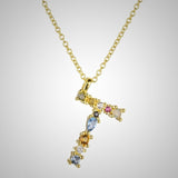 •	Stunning jewel letter pendant set in 18k gold, platinum plated, or get both… •	18” Princess length chain with beautiful zircon jewel letter charm •	Adjustable 3” extension at the closure for maximum comfort and style •	Letter size 12mm – 15mm •	Prepare for compliments!