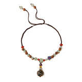 Aqua, purple, and red agate and wood beads Remarkable Quality Adjustable woven rope 8.5” Prepare for compliments