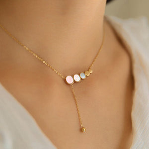 •	Soft, Fresh, and beautiful pastel beads set in gold •	Minimalist dream… Subtle and beautiful…  •	16” adjustable for maximum comfort, crafted beautifully  •	Great for any outing, formal or casual •	Lead and Nickel free…  •	Prepare for compliments!