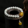 Clean vibrant fresh and fun elegance White Jade Beads, Red Agate or Yellow Agate with a natural white pearl detail trimmed in 14k gold Stunning must have 5mm, stretch for a perfect fit Prepare for compliments!