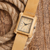 Prepare for compliments with this simple clean caramel colored leather band bamboo watch.  Shop Now