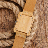 Prepare for compliments with this simple clean caramel colored leather band bamboo watch.  Shop Now