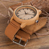 Prepare for compliments with this gorgeous caramel leather and wood watch w/classic buckle closure Shop Now