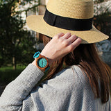 Prepare for compliments sporting this uniquely blue colored leather band w/ Gorgeous Wood Face Trim Shop TomLew Watch Collection Now